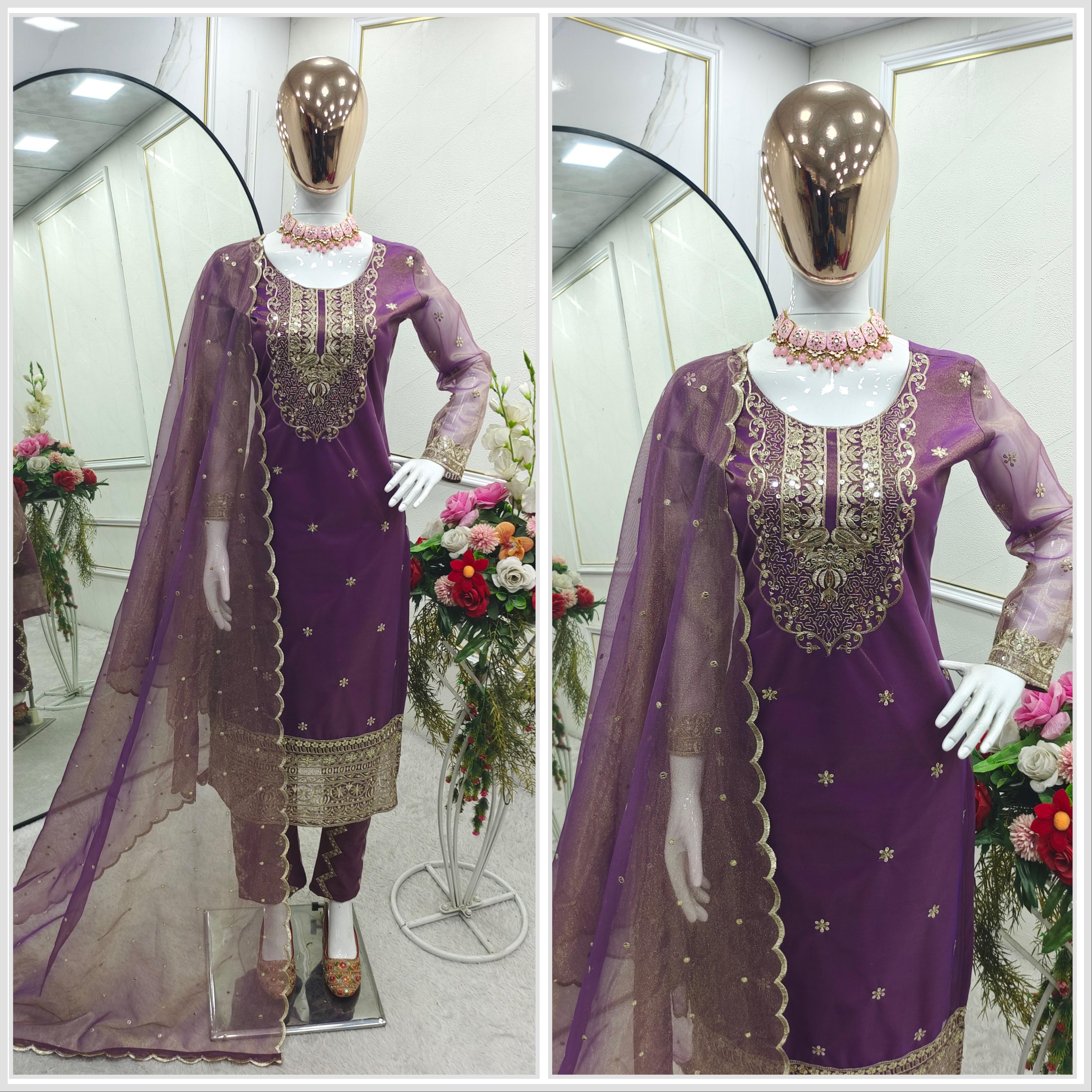 Maverick Fusion Twin-Tisyu Net Top Pant Dupatta Set